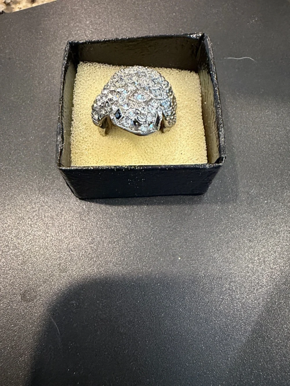 Rhinestone Snake Statement Ring‎ - Silver Tone